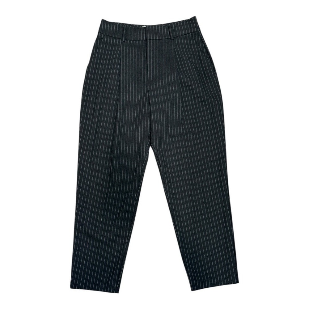 Anine Bing Pinstripe Tailored Pleated Pants Size M Gray White
